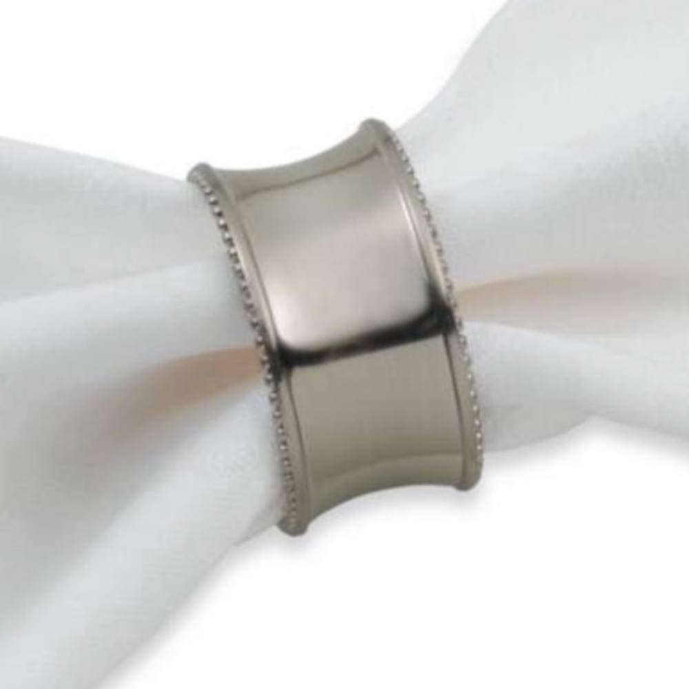 Silver Plated Beaded napkin rings cuffs set of 8